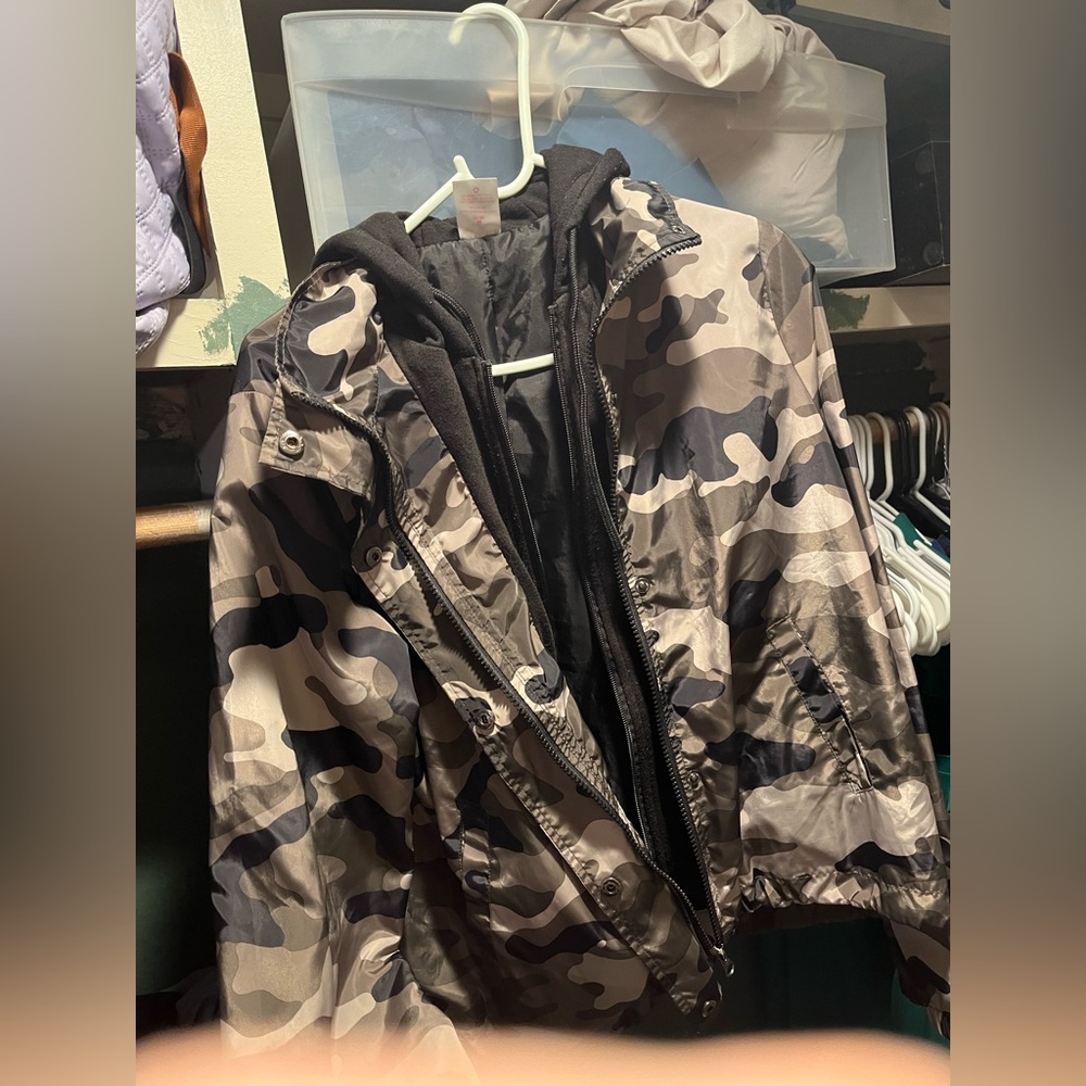 Camouflage Double Zip Hooded Jacket